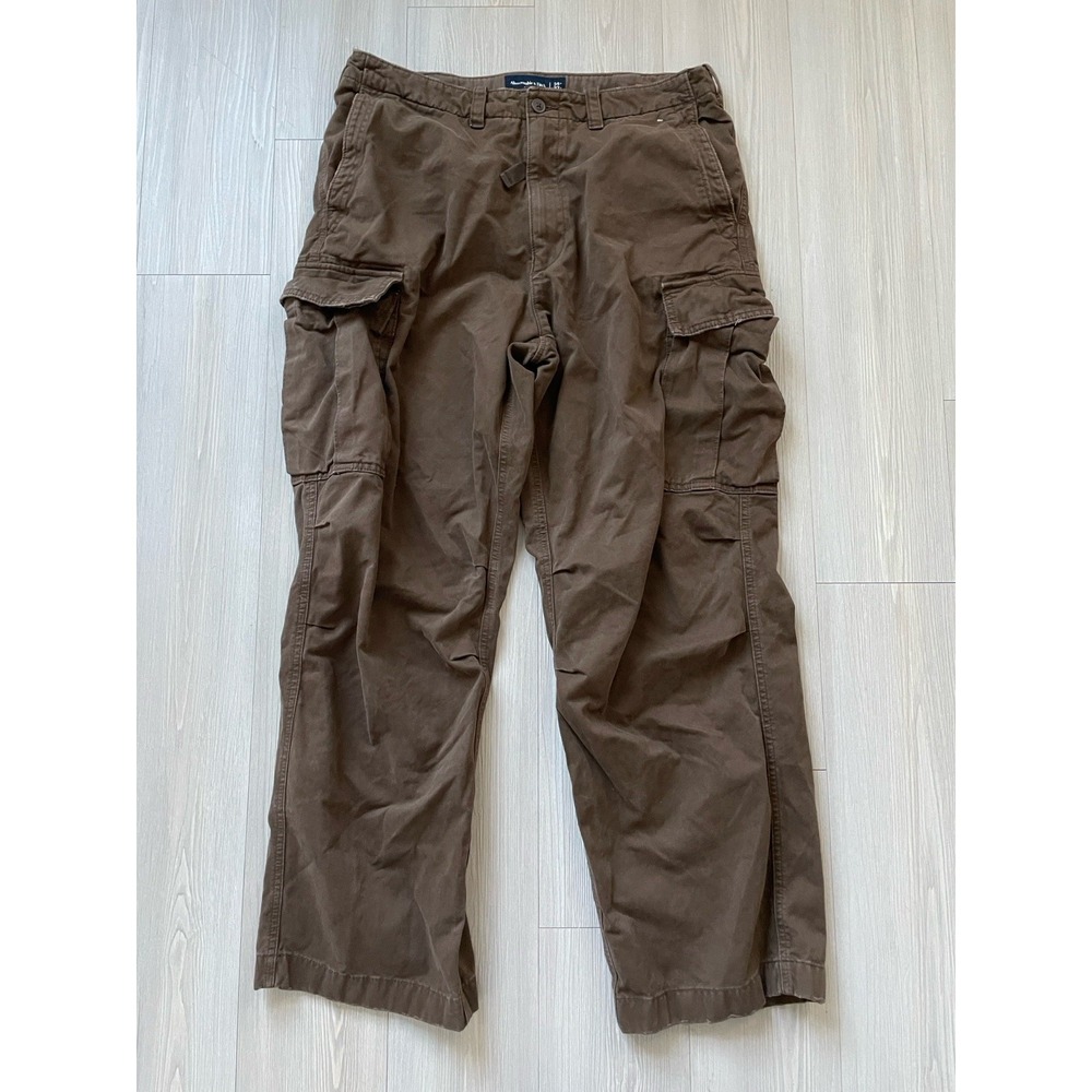 Abercrombie and Fitch Men's Chocolate Brown Baggy Cargo Utility Pants W 34 L 32